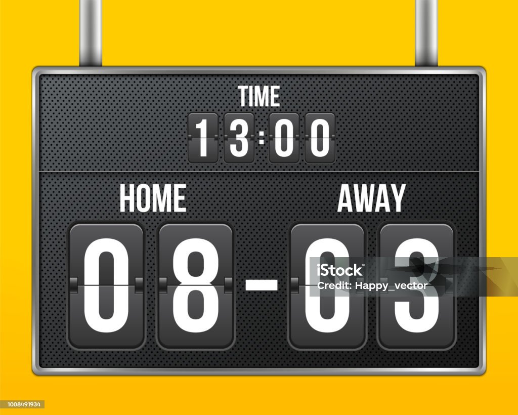 Creative vector illustration of soccer, football mechanical scoreboard isolated on transparent background. Art design retro vintage countdown with time, result display. Concept graphic sport element Creative vector illustration of soccer, football mechanical scoreboard isolated on transparent background. Art design retro vintage countdown with time, result display. Concept graphic sport element. Scoreboard stock vector