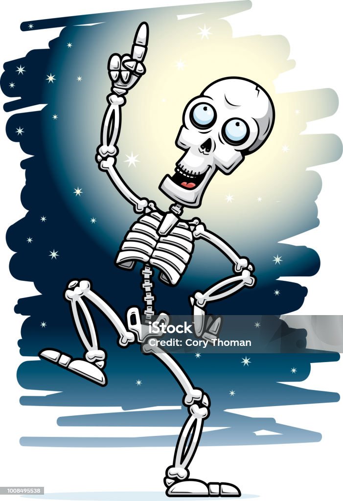 Cartoon Skeleton Dancing Moonlight Stock Illustration - Download Image Now  - Cartoon, Dancing, Illustration - iStock