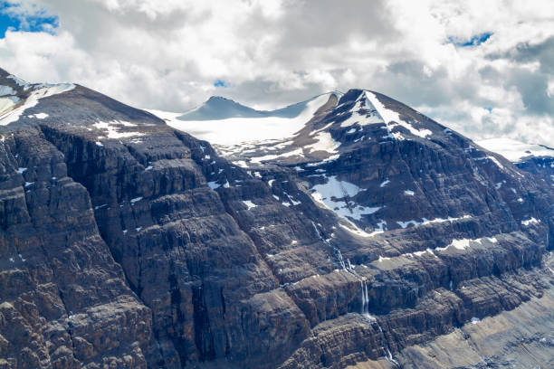 Big Ben Peak at Parker Ridge in Jasper National Park Big Ben Peak which is part of Saskatchewan Glacier flowing from the Columbia Icefields as seen from the crest of Parker Ridge on the Icefields Parkway in Jasper National Park in the Canadian Rockies. saskatchewan glacier stock pictures, royalty-free photos & images