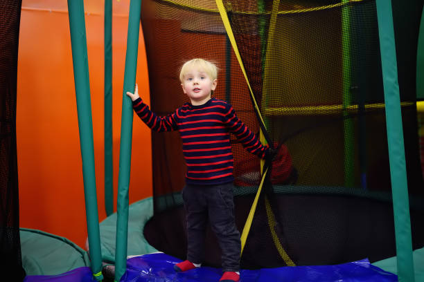 istock Fanny little boy after activity on trampoline 1008514834