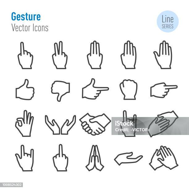 Gesture Icons Set Vector Line Series Stock Illustration - Download Image Now - Icon Symbol, Number 2, Number 3