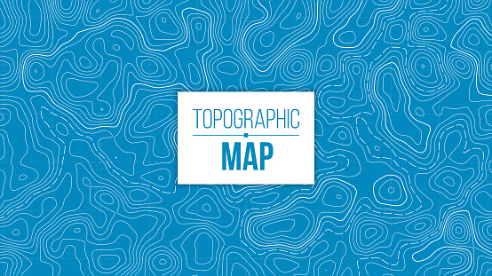 Creative vector illustration of topographic map. Art design contour background. Abstract concept graphic element and geography scheme. Mountain hiking trail grid, terrain path.
