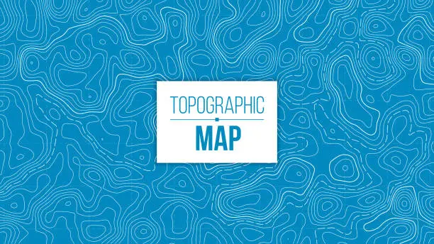 Vector illustration of Creative vector illustration of topographic map. Art design contour background. Abstract concept graphic element and geography scheme. Mountain hiking trail grid, terrain path