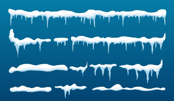 ilustraciones, imágenes clip art, dibujos animados e iconos de stock de ilustración de vector creativo de carámbano de hielo, gorras, copos de nieve conjunto aislado sobre fondo. nieve del invierno las nubes diseño plantilla. decoración del marco cubierto de nieve. elemento gráfico. año nuevo. merry cristmas - snowball