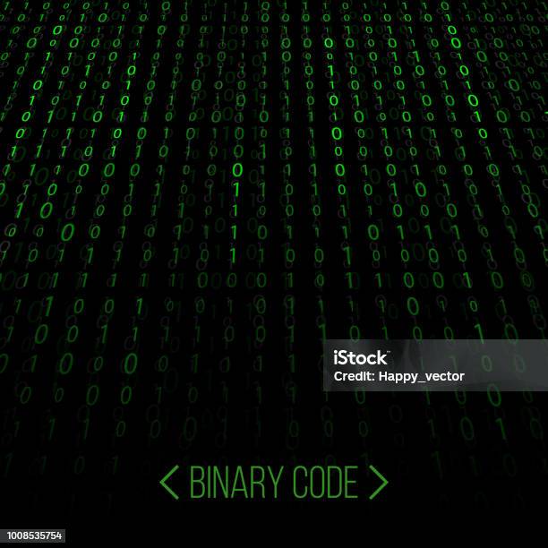 Creative Vector Illustration Of Stream Of Binary Code Computer Matrix ...