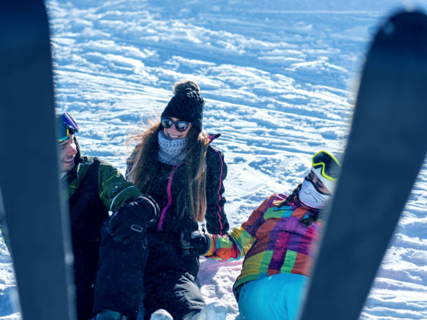 istock Young people funny action winter ski resort 1008536872