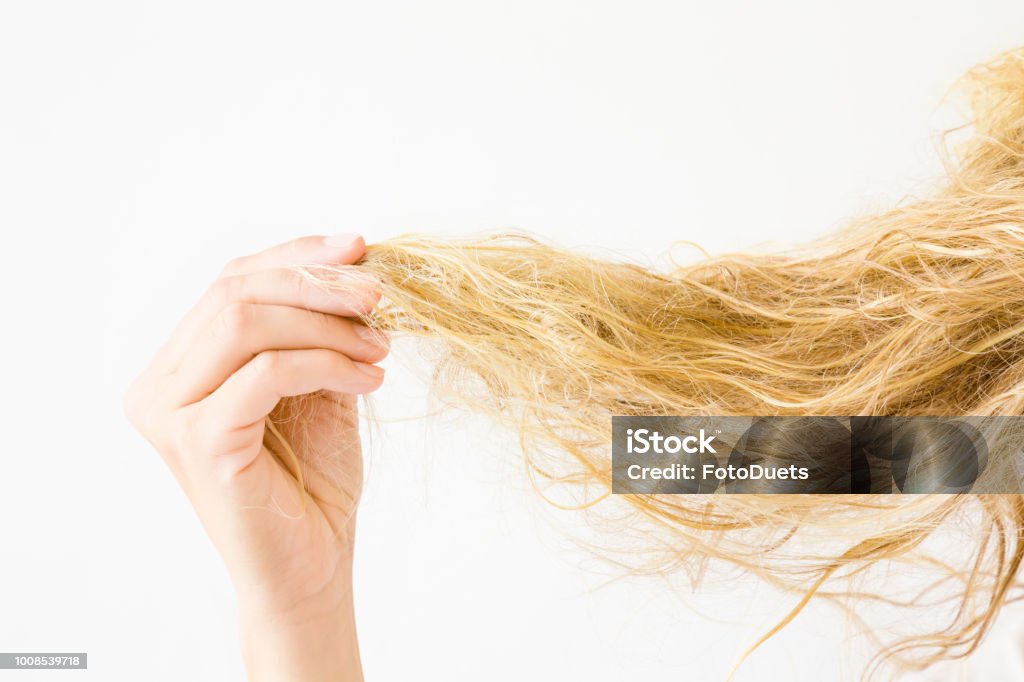 Bàn Tay Của Người Phụ Nữ Giữ Mái Tóc Ướt Vàng Rối Sau Khi Gội Trên ...