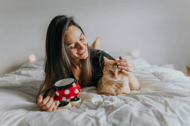 istock Woman in Bed with Cat 1008540784