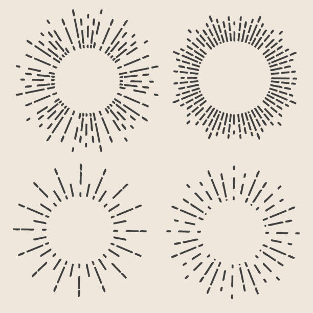 ilustrações de stock, clip art, desenhos animados e ícones de creative vector illustration of geometric hand drawn sun beams isolated on background. art design linear sunlight waves, shining lines ray stars. abstract concept graphic round or circle form element - 2127