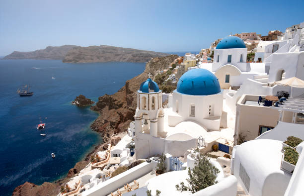 istock The famous three blue domes in Santorini 1008541064