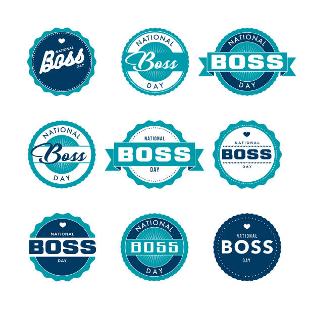 National Boss Day Labels Icon Set A set of event labels in a variety of typographic styles. Color swatches are global for quick and easy color changes throughout the file. The color space is CMYK for optimal printing and can easily be converted to RGB for screen use. boss-day stock illustrations