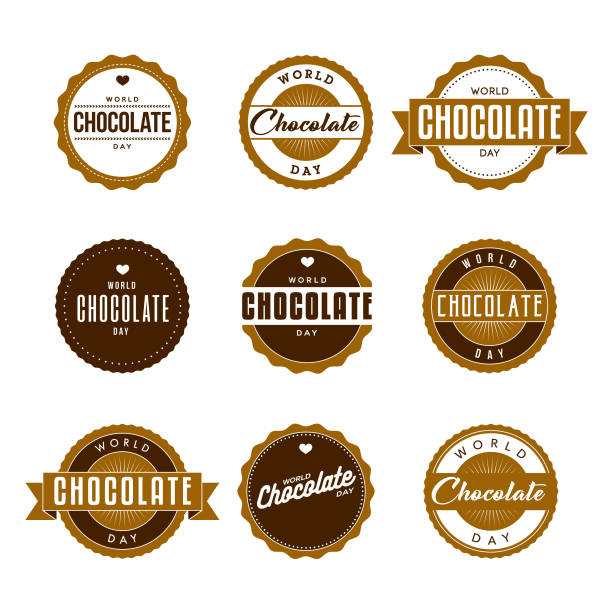 ilustrações, clipart, desenhos animados e ícones de dia mundial de chocolate rotula icon set - indulgence