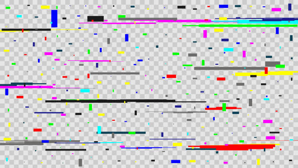 kreatywna ilustracja wektorowa tekstury szumu ekranu telewizora izolowana na przezroczystym tle. projektowanie sztuki. cyfrowy brak sygnału błąd statyczny. hałas rozpadu telewizji. abstrakcyjny element graficzny koncepcyjny - glitchy stock illustrations