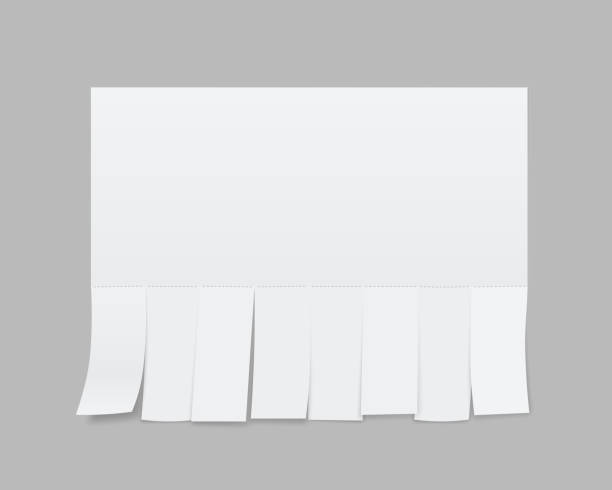 illustrations, cliparts, dessins animés et icônes de illustration créative vecteur de publicité papier feuille blanche vide avec tear-off coupe feuillets isolés sur fond transparent. le street art copie espace modèle. élément graphique concept abstrait - activité avec mouvement