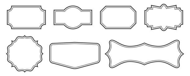 크리에이 티브 벡터 일러스트 레이 션 세트 장식 빈티지 프레임 투명 한 배경에 고립의. 아트 디자인 테두리 레이블 빈 프레임 템플릿입니다. 추상 개념 그래픽 복고풍 요소 - rectangular shape stock illustrations