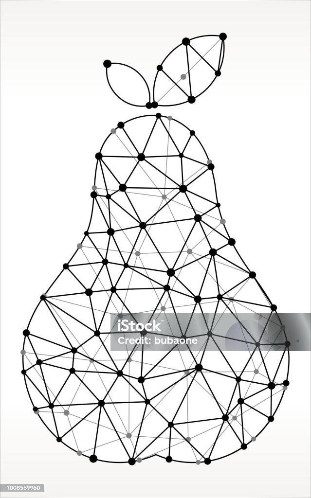 Object Line Drawing Pear Pear Triangle Node Black And White Pattern Stock Illustration ...