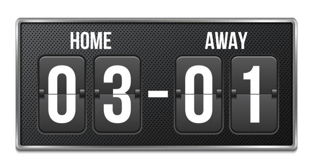 Creative vector illustration of soccer, football mechanical scoreboard isolated on transparent background. Art design retro vintage countdown with time, result display. Concept graphic sport element Creative vector illustration of soccer, football mechanical scoreboard isolated on transparent background. Art design retro vintage countdown with time, result display. Concept graphic sport element. scoring stock illustrations