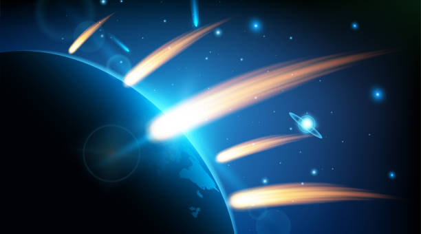 istock Creative vector illustration of flying cosmic meteor, planetoid, comet, fireball isolated on transparent background. Fire ball art design. Armageddon catastrophe. Abstract concept graphic element 1008560436