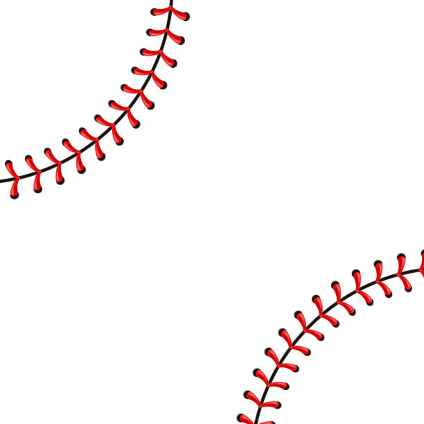 kreatywna ilustracja wektorowa sportowych szwów baseballowych, czerwonego koronkowego szwu izolowanego na przezroczystym tle. dekoracja nici do projektowania artystycznego. abstrakcyjny element graficzny koncepcyjny - softball seam baseball sport stock illustrations