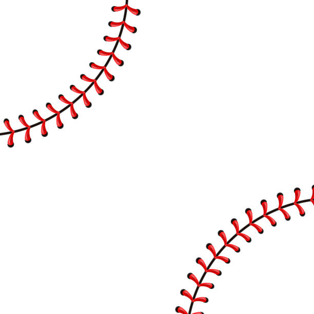 Creative vector illustration of sports baseball ball stitches, red lace seam isolated on transparent background. Art design thread decoration. Abstract concept graphic element.