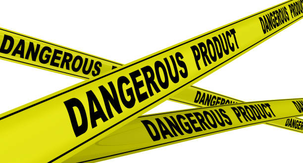istock Dangerous product. Yellow warning tapes 1008567242