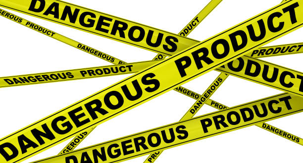 istock Dangerous product. Yellow warning tapes 1008567276