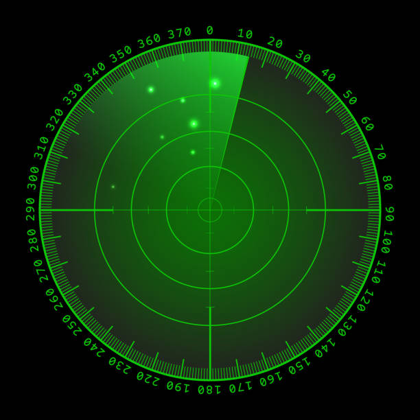 istock Military green radar screen with target. Futuristic HUD interface. Stock vector illustration 1008570688