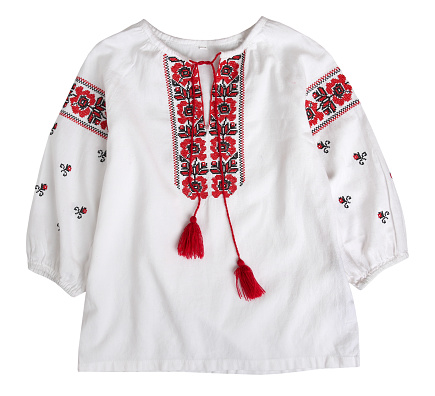 Ukranian traditional national ornate blouse,ethnic shirt isolated.