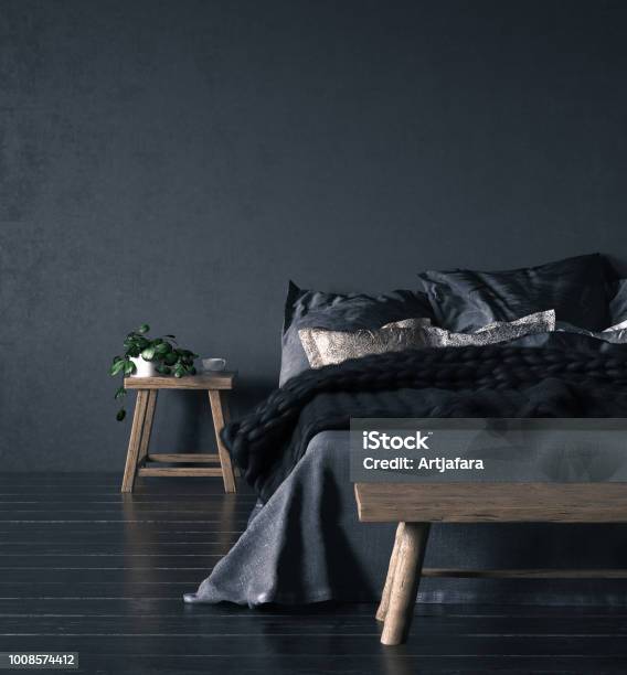 Ethnic Bedroom Interior Stock Photo - Download Image Now - Bedroom, Black Color, Indoors