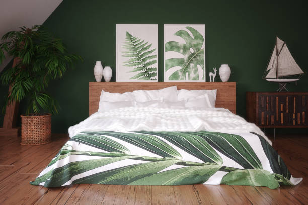 istock Green vintage bedroom interior 1008574462