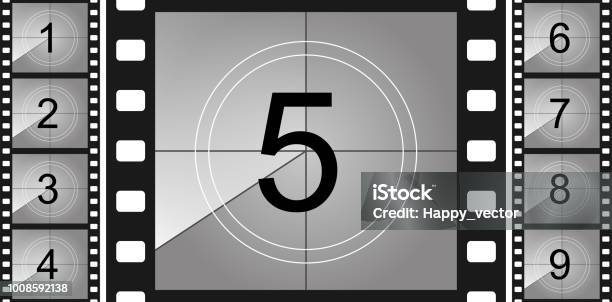 Illustration Créative Vecteur Dimage De Compte À Rebours Conception De Lart Ancien Comte De Minuterie De Film De Film Cinéma Rétro Vintage Élément Graphique Concept Abstrait Chef De Luniversel Numéro Un1 Vecteurs libres de droits et plus d'images vectorielles de Pellicule photo