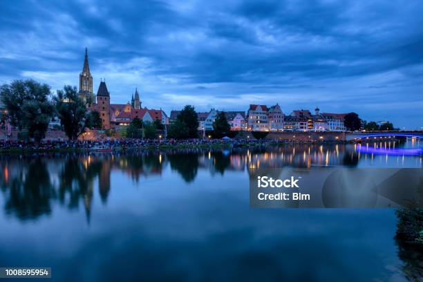 Ulm Skyline At Night Stock Photo - Download Image Now - Ulm, Germany, Cathedral