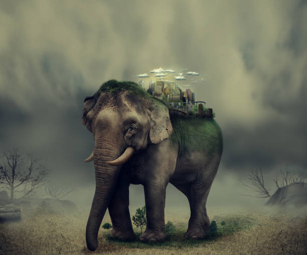 istock city on big elephant.manipulation concept. 1008610744