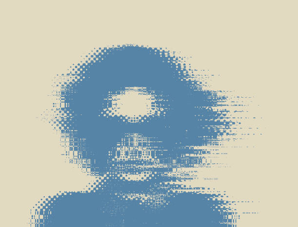 Glitch technique portrait of a young woman with cool attitude