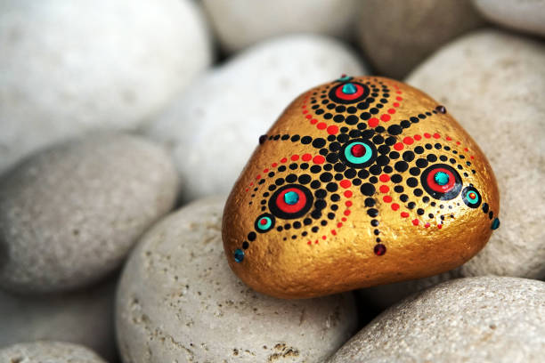 istock Beautiful hand painted mandala rock 1008617476