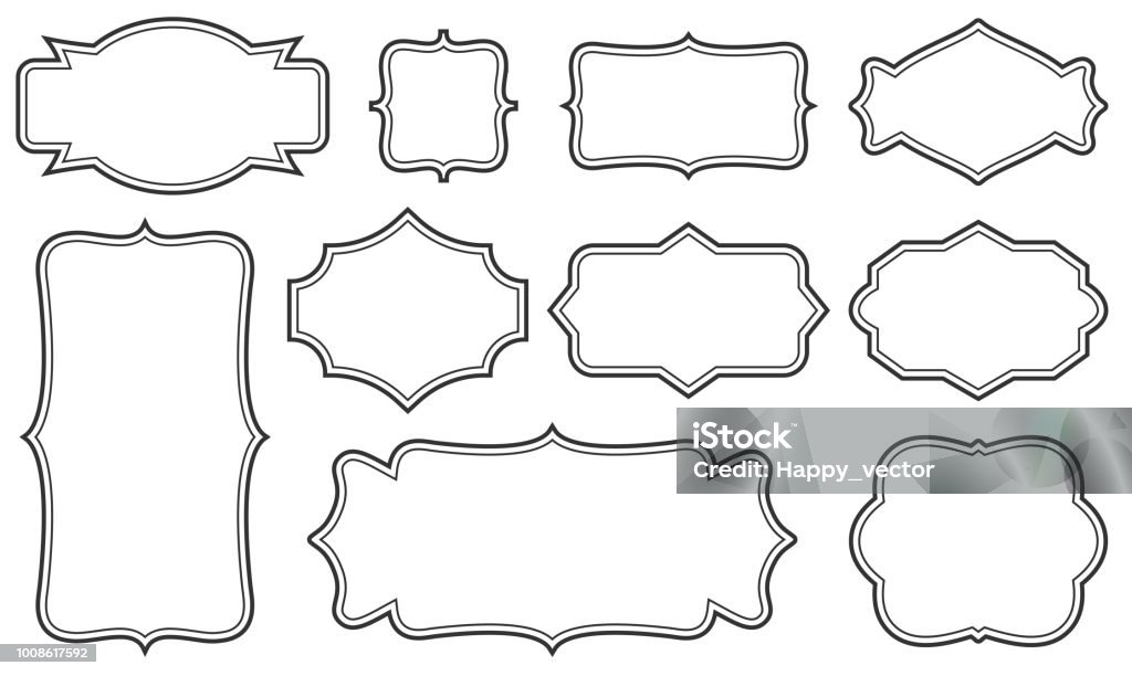 Creative vector illustration set of decorative vintage frames isolated on transparent background. Art design border labels. Blank frames template. Abstract concept graphic retro element Creative vector illustration set of decorative vintage frames isolated on transparent background. Art design border labels. Blank frames template. Abstract concept graphic retro element. Border - Frame stock vector
