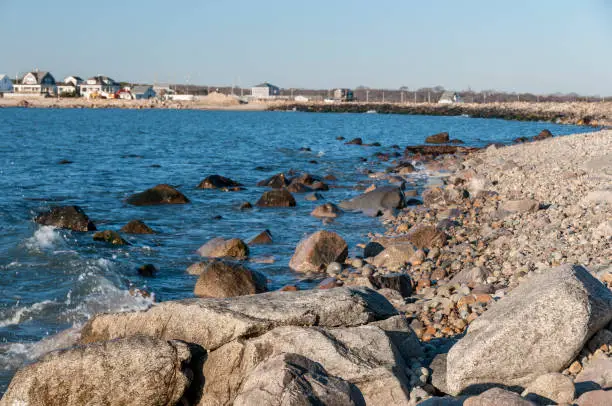 Photo of Rocky New England coast in Westport, Massachusetts