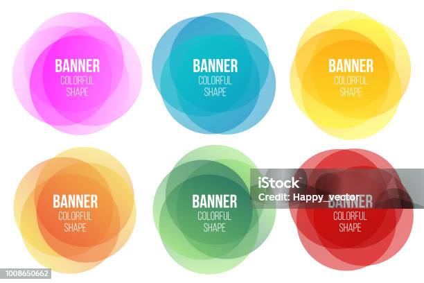 Creative Vector Illustration Of Colorful Round Abstract Banners Overlay Colors Shape Art Design Fun Label Form Paper Style Spot Abstract Concept Graphic Tag Element For Advertisements Or Printing Stock Illustration - Download Image Now
