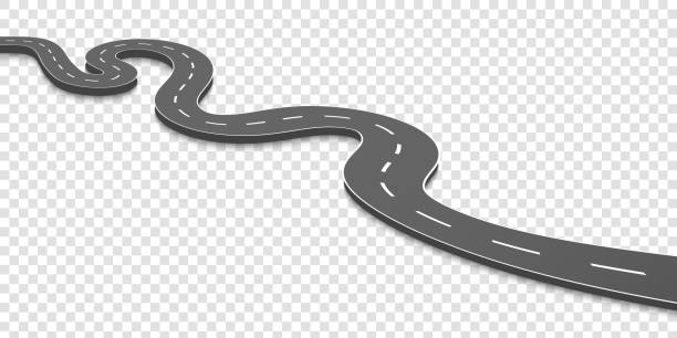 Creative vector illustration of winding curved road. Art design. Highway with markings. Direction, transportation set. Abstract concept graphic element. Way location infographic template. Pin pointer Creative vector illustration of winding curved road. Art design. Highway with markings. Direction, transportation set. Abstract concept graphic element. Way location infographic template. Pin pointer. point of view illustrations stock illustrations