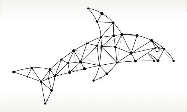 Vector illustration of Shark  Triangle Node Black and White Pattern