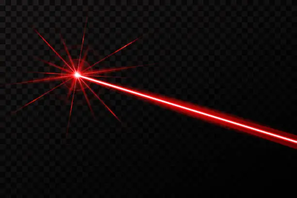 Vector illustration of Creative vector illustration of laser security beam isolated on transparent background. Art design shine light ray. Abstract concept graphic element of glow target flash neon line