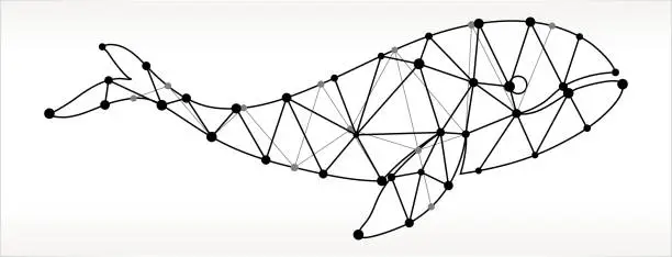 Vector illustration of Whale  Triangle Node Black and White Pattern