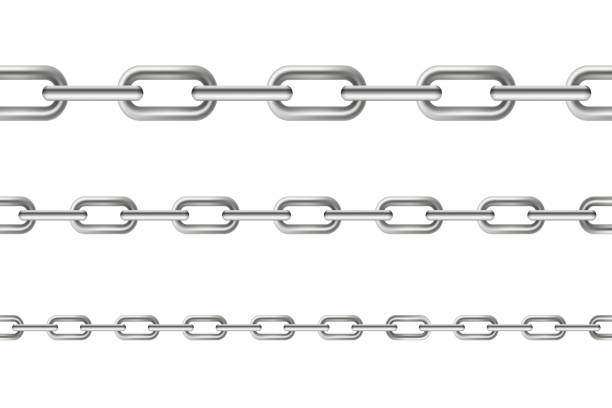 istock Creative vector illustration of metallic dangling chain links set isolated on background. Art design seamless metal. Abstract concept graphic element 1008665204