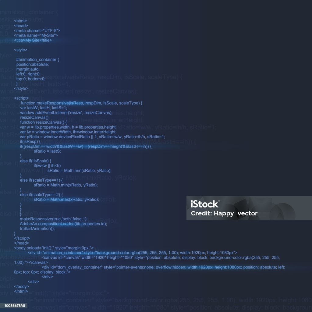 Creative Vector Illustration Of Programming Html Code On Computer ...