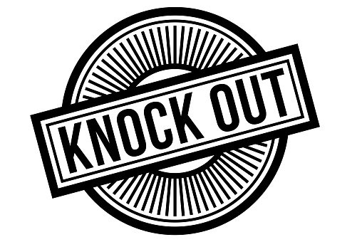 Knock Out typographic stamp. Typographic sign, badge or icon.