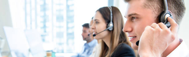 istock Male operator staff with team working call center 1008681532