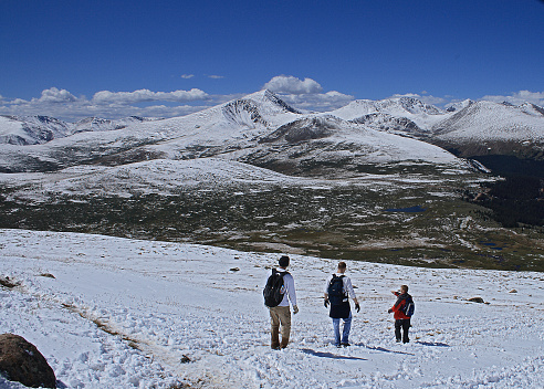 Mount Bierstadt trail, Colorado - September 13, 2008: People descending from mount Bierstadt in Colorado