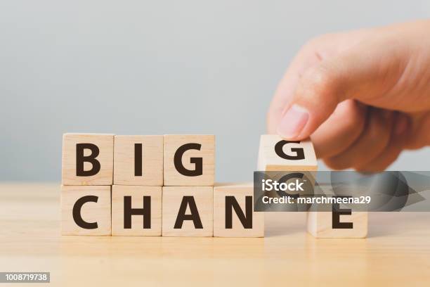 Hand Flip Wooden Cube With Word Change To Chance Personal Development And Career Growth Or Change Yourself Concept Stock Photo - Download Image Now