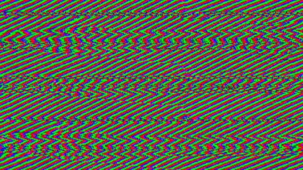 ZIGZAG GLITCH - Seamless TV interference. Colourful abstract RGB breakdown in transmission. When communications break down ... no signal, and lots of noise. Abstract Random RGB zigzag interference. Seamless and tileable. poor signal stock pictures, royalty-free photos & images