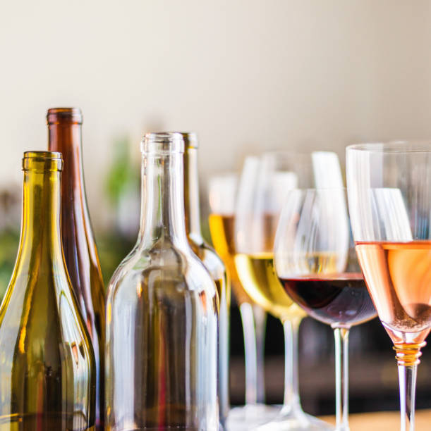Wine tasting theme with various bottles of wine and glasses